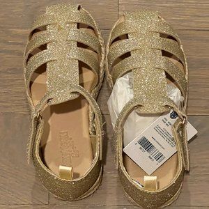 BRAND NEW OshKosh B'Gosh Girls Gold Glitter Sandals - Size 10 - Paid $29.99